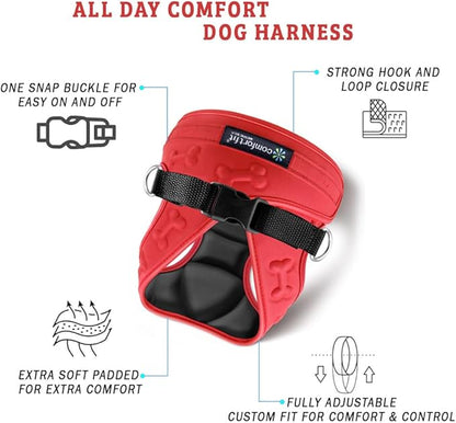 Comfort Fit Dog Harness No Pull No Escape Harness Adjustable Buckles Soft Padded Reflective Choke Step in Dog Vest with Easy Control Handle for Small Medium Large Dogs &amp; Puppies
