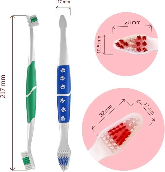 Pet Toothbrush for Dogs, Cats with Soft Bristles - Easy Teeth Cleaning &amp; Dental Care, Non Slip Dual Head Dog Toothbrush for Medium &amp; Large Pets, Toothpaste Not Included, Pack of 4(Multi)