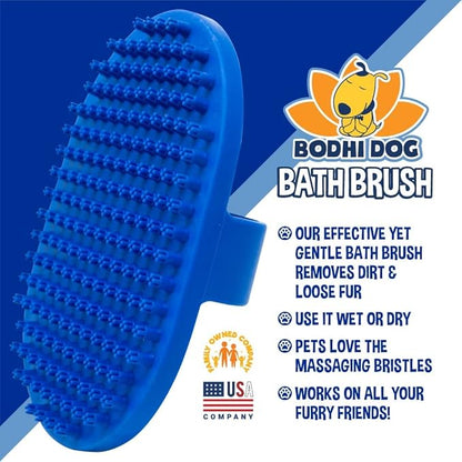 Bodhi Dog Shampoo Brush &amp; Oatmeal Shampoo and Conditioner Bundle - Grooming Essentials for Pets, Short Hair Scrubber, Soothes and Moisturizes Dry, Itchy Skin - Hydrates &amp; Nourishes