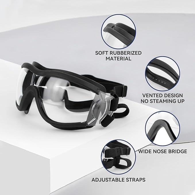 Pack of 2 Dog Goggles Dog Sunglasses for Medium to Large Breed Anti-UV Eye Protection with Adjustable Straps- Silver &amp; Transparent