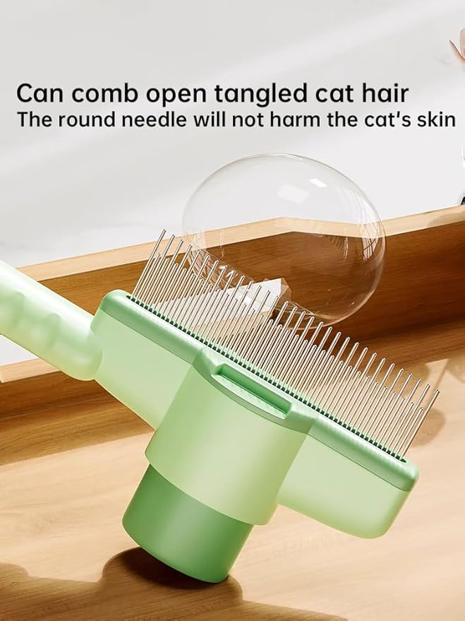 Cat Comb Dog Comb Pet Hair Removal Tool Flea for Cats and Dog Lice Cat Brush with Release Button Self-Cleaning with Long &amp; Short Stainless Steel Metal Teeth for Shedding