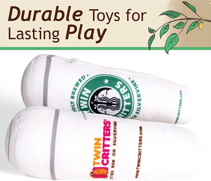 KittiBuzz 2-Pack Organic Silvervine Catnip Substitute Toys for Cats &amp; Kittens | 100% All-Natural Wild Harvested Silvervine | 2 Refillable Coffe Cup Kicker Cat Toys