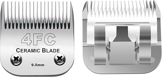 3PCS 4FC Blades Dog Grooming Clipper Replacement Blades Compatible with Andis Pet Clipper/Oster A5/Wahl KM Series Dog Clipper,Ceramic Blade &amp; Stainless Steel Blade