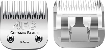 3PCS 4FC Blades Dog Grooming Clipper Replacement Blades Compatible with Andis Pet Clipper/Oster A5/Wahl KM Series Dog Clipper,Ceramic Blade &amp; Stainless Steel Blade