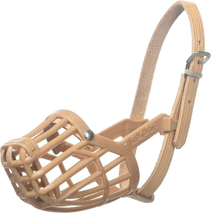 Leather Brothers Italian Basket Dog Muzzle, Adjustable Secure Fit, Comfortable Design, Training and Safety, Averts Biting, Prevents Chewing and Scavenging, Perfect for Grooming - Tan, Size 4