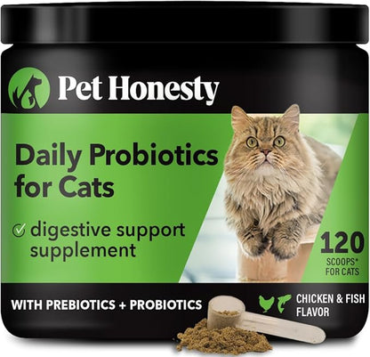 Digestive Probiotic Powder Supplement for Cats - Digestive Support + Gut Health, Probiotic for Cats, Cat Constipation Relief, Bowel Support, Immunity &amp; Overall Health - 120 Scoops