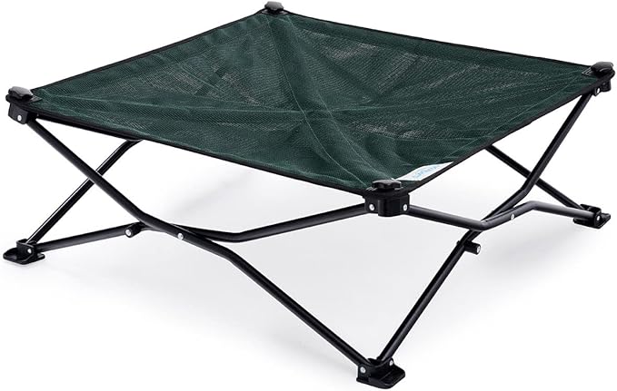 Coolaroo On-The-Go Elevated Dog Bed - Foldable Pop-Up Travel Dog Bed with Breathable, Moisture-Resistant Fabric, Carry Bag Included, Lightweight &amp; Portable, Brunswick Green, Medium