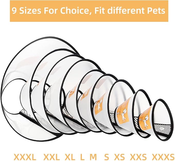 Plastic Pet Recovery Collars &amp; Cones for Dogs and Cats After Surgery Adjustable Dog Neck Cone Surgical Elizabeth E-Collar Prevent Biting and Stop Licking Wound (XXXS)