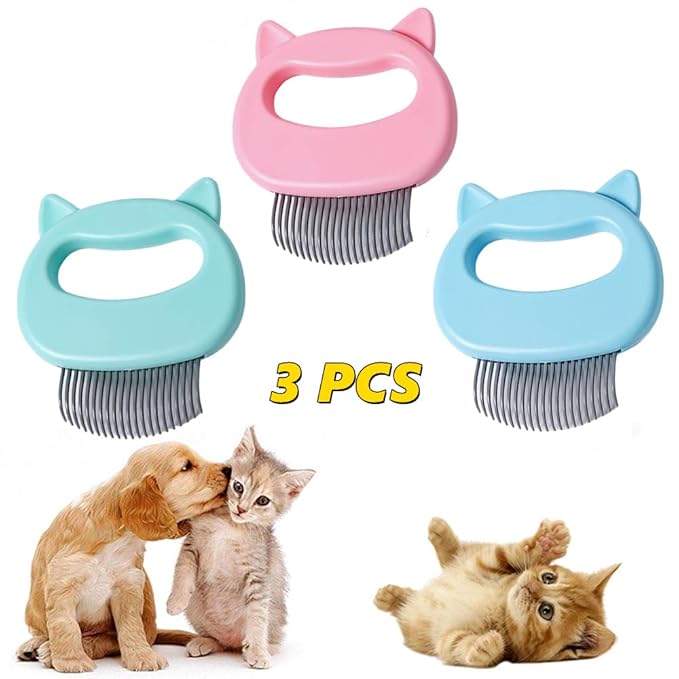 Cat Comb Pet Cat Short &amp; Long Hair Removal Massaging Shell Comb Soft Deshedding Brush Grooming and Shedding Matted Fur Remover Massage Dematting Tool for Dog Puppy Rabbit Bunny (3 Piece)