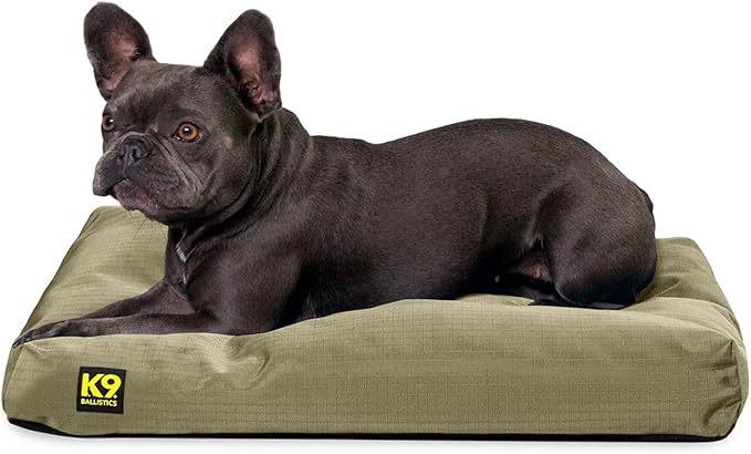 K9 Ballistics Tough Rectangle Pillow Dog Bed - Removable Cover, Washable, Durable &amp; Water Resistant Dog Bed - Small, Sage Green