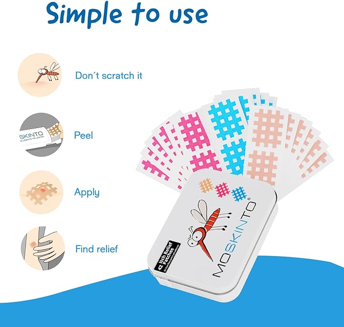 Moskinto The Original Mosquito Itch Relief Patches for Kids &amp; Adults, Bug Bite Patches Soothe Swelling &amp; Itching, Anti Itch Bug Bite Relief, Suction Tool Alternative, Family Pack, 42 Count