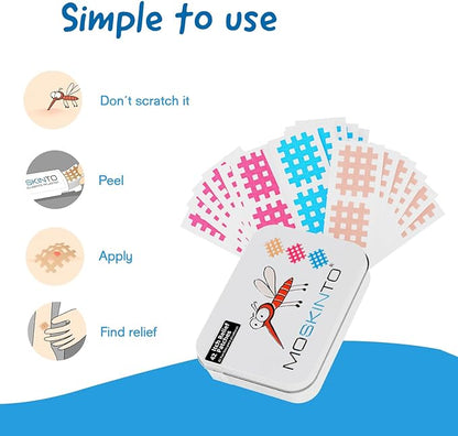 Moskinto The Original Mosquito Itch Relief Patches for Kids &amp; Adults, Bug Bite Patches Soothe Swelling &amp; Itching, Anti Itch Bug Bite Relief, Suction Tool Alternative, Family Pack, 42 Count