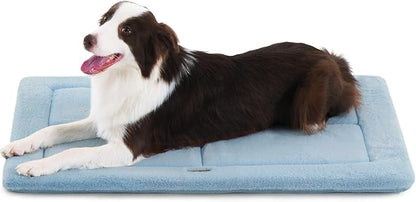 Made4Pets Dog Crate Pad Bed for Medium Large Dogs, Washable &amp; Reversible, Anti-Slip Kennel Mat for Cozy Sleeping, Soft Fluffy Dog Bed for Indoor &amp; Outdoor Use, 35"x23", Blue