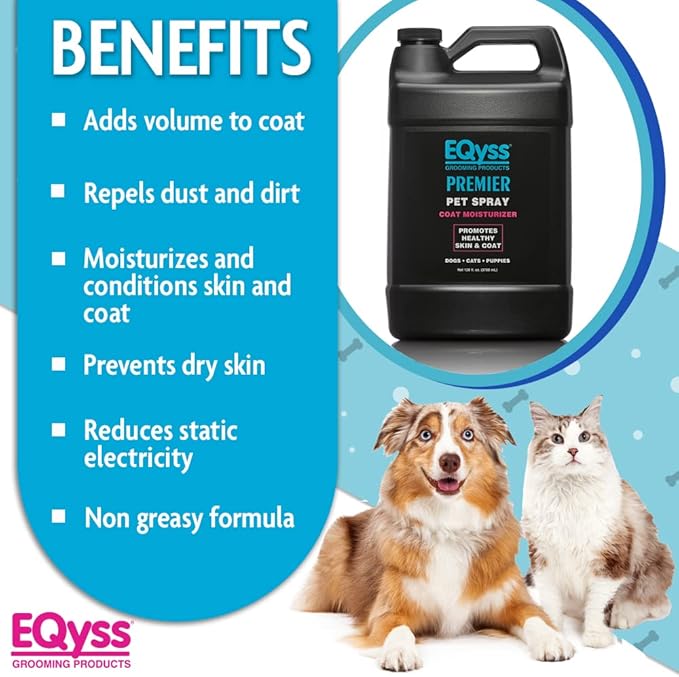 EQyss Premier Pet Spray - Moisturizes &amp; Conditions for Healthy Skin &amp; Coat, Non-greasy, Repels Dust &amp; Dirt - Great for Dogs, Cats, Puppies (128 oz)
