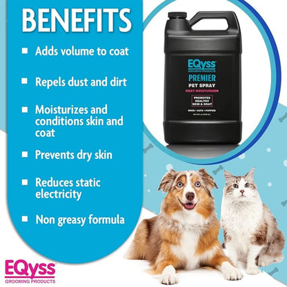 EQyss Premier Pet Spray - Moisturizes &amp; Conditions for Healthy Skin &amp; Coat, Non-greasy, Repels Dust &amp; Dirt - Great for Dogs, Cats, Puppies (128 oz)
