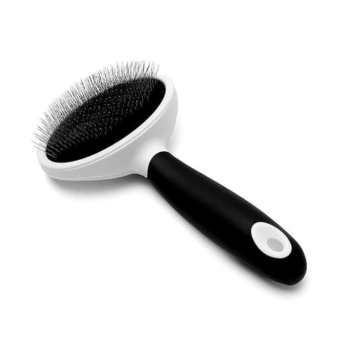 Fuller Brush Slicker Pet Brush - Angled Fine Steel Wires - Ergonomically Designed Rubberized Handle For Comfort &amp; Control - Remove Shedding &amp; Matted Hair - Tool For Grooming Dogs &amp; Cat