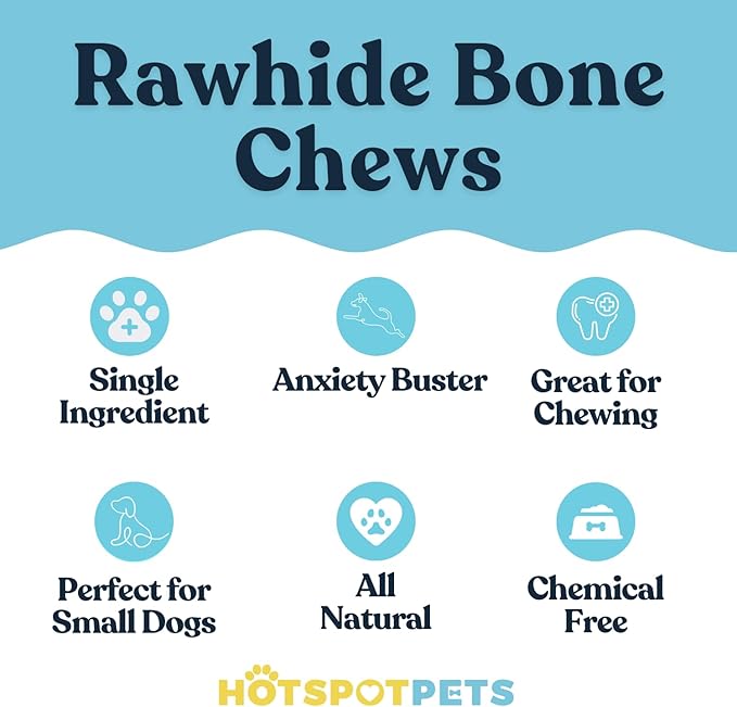 Hotspot Pets 4–5 Inch Rawhide Dog Bones (10 Pack) – USDA Certified Facility, from Grass-Fed Brazilian Cows, Supports Dental Health &amp; Good Behavior
