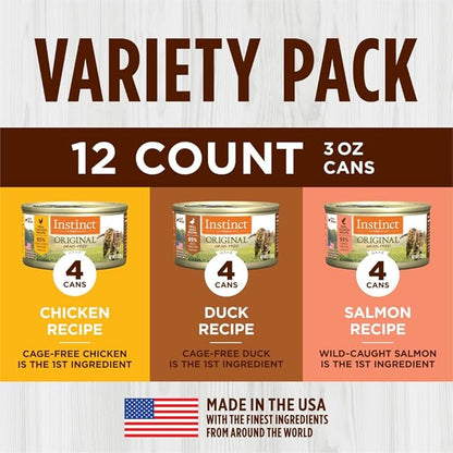 Instinct Original Grain Free Recipe Variety Pack Natural Wet Canned Cat Food by Nature&