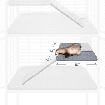 Paw Inspired Fitted Fleece Liner for Ferret Nation, Critter Nation Cage for Ferrets, Rats, Chinchillas, Hedgehogs &amp; Other Small Animals (Gray, Shelf Liner)