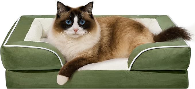Comfort Expression Small Dog Beds Waterproof Cat Beds Orthopedic Foam Sofa Beds for Small Dogs Comfy Pet Bed with Washable Removable Cover &amp; Non-Slip Bottom(XX-Small,Light Green)