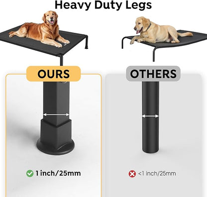 Veehoo Heavy Duty Elevated Dog Bed - Raised Dog Cot with Breathable Teslin Mesh, Non-Slip Silicon Feet, Cooling, Ideal for Indoor/Outdoor Use, 41" x 27", Black, CWC2432