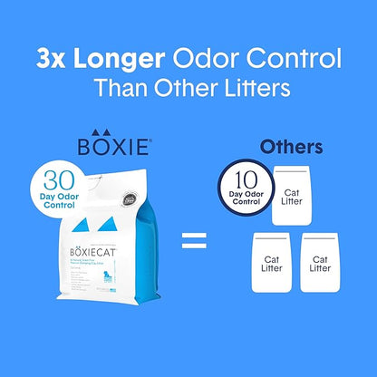 Boxie® Unscented 30 Day Odour Control Clumping Clay Cat &amp; Kitty Litter 40 lb, 99.9% Dust-Free, Hard Flat Top® Clumps, No Fragrances No Fillers, Long-Lasting, Easy to Scoop