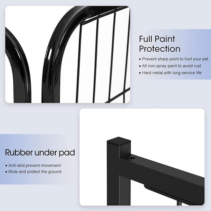 BestPet Dog Playpen Indoor 32 inch 32 Panels Metal Dog Pen Pet Dog Fence Outdoor Exercise Pen with Doors,Pet Puppy Playpen for RV Camping Yard, Black