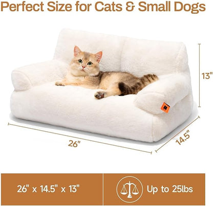 MEWOOFUN Cat Bed for Indoor Cats, Washable Dog Beds for Small Dogs &amp; Cats with Removable Cover, Fluffy Cat Couch with Non-Slip Bottom (Beige, 26.0" L X 19.0" W X 13.0" Th)