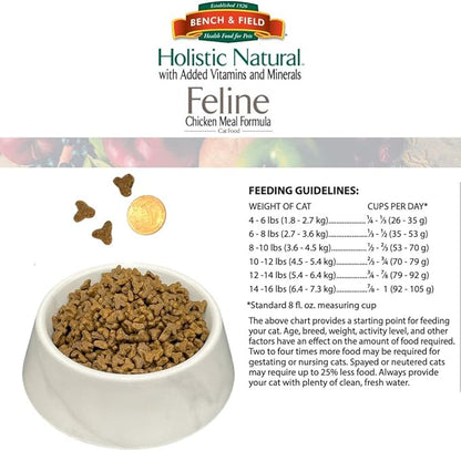 Bench &amp; Field Holistic Natural Premium Adult Dry Cat Food, Chicken Meal and Brown Rice Recipe 25 lb Bag (Pack of 1)