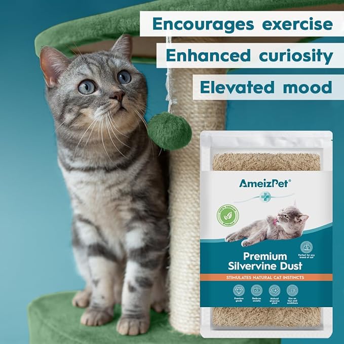 Silvervine Dust for Cats, Catnip Alternative for Training &amp; Play, Cat &amp; Kitten Behaviour Dust 35g (0.08 Oz)