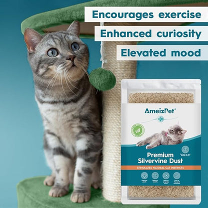 Silvervine Dust for Cats, Catnip Alternative for Training &amp; Play, Cat &amp; Kitten Behaviour Dust 35g (0.08 Oz)
