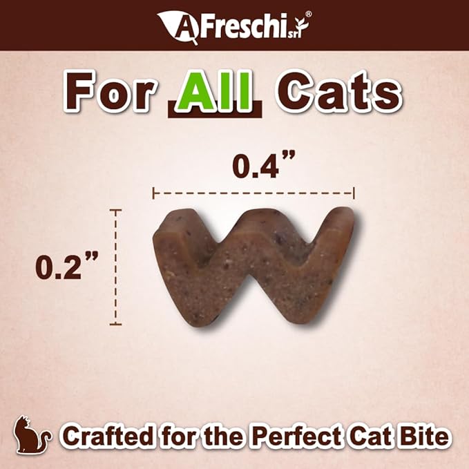 Afreschi Natural Cat Treats Turkey &amp; Chicken &amp; Mackerel W Shape 6 oz, All-Natural, High-Protein, Grain-Free, Healthy, Low-Fat, Easily Digestible