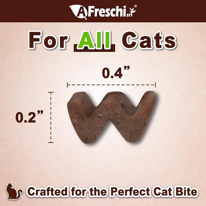 Afreschi Natural Cat Treats Turkey &amp; Chicken &amp; Mackerel W Shape 6 oz, All-Natural, High-Protein, Grain-Free, Healthy, Low-Fat, Easily Digestible