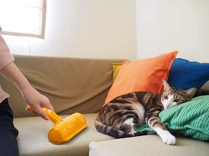 Pet Hair Remover Roller - Lint Roller for pet Hair - Self Cleaning Dog &amp; Cat Hair Remover - Remove Dog, Cat Hair from Furniture, Carpets, Bedding, Clothing and More. Orange