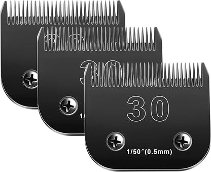 30 Blades Dog Grooming Blades Compatible with Andis/Oster A5/Wahl KM-10 Series Dog Clippers,Detachable Clipper Replacement Blade,Black,(30