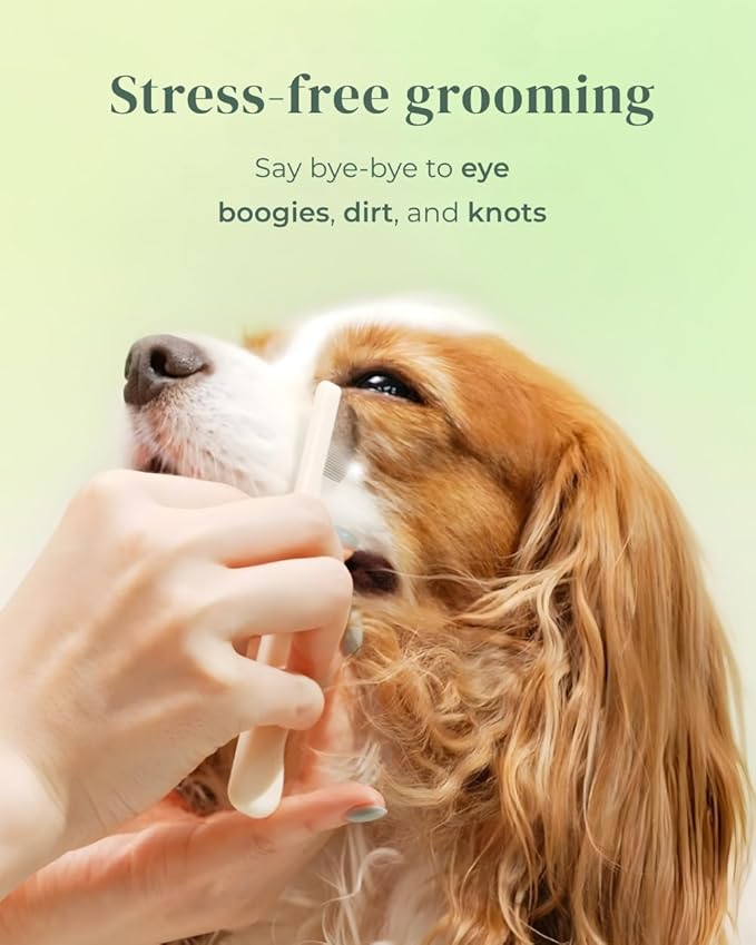 [petora] BRUSH ON ME Gentle Facial &amp; Eye Comb for Dogs &amp; Cats | Smooth &amp; Stress-Free Tear Stain Remover | Fine-Tooth Grooming Tool with Rounded Tips | Comfortable Grip for Daily Pet Grooming