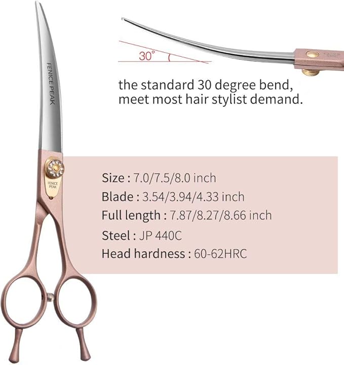 Fenice Peak Professional Curved Dog Grooming Scissors 7&