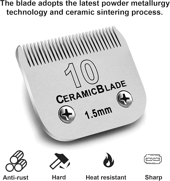 6Pack 10Blades Dog Grooming Replacement Blades Compatible with Andis Pet Clipper/Oster A5/Wahl KM Series Dog Clipper,Ceramic Blade &amp; Stainless Steel Blade (