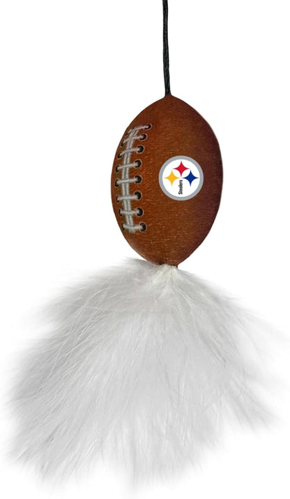 NFL Pittsburgh Steelers Cat Tunnel Tube Toy with Plush Football Catnip and Feathers Collapsible Tunnel for Cats to Play, Peek and Hide, Sporty &amp; Fun Cat Tunnel Toy with Team Logo All-Over Design!