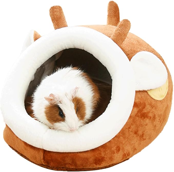 Guinea Pig Bed House &amp; Hideout for Rat Bearded Dragon Hedgehog Ferret to Sleep and Hide, Guinea Pig Cage Accessories Habitat Décor (Large, 1.Sika Deer)