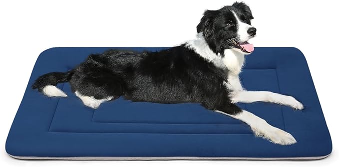 JoicyCo Dog Crate Bed Pad Mat, 36 in Non Slip Bottom Washable for Medium &amp; Large Dogs, Kennel Pad, Dark Blue