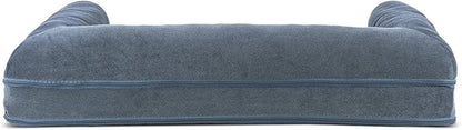 Furhaven Cooling Gel Dog Bed for Large/Medium Dogs w/ Removable Bolsters &amp; Washable Cover, For Dogs Up to 55 lbs - Sherpa &amp; Chenille Sofa - Orion Blue, Large