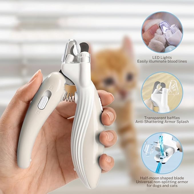 Cat Nail Clippers, Whale Shape Precision Trimming Tool, Ergonomic Non-Slip Handle, Safety Guard, Compact &amp; Easy to Clean (Coffee)