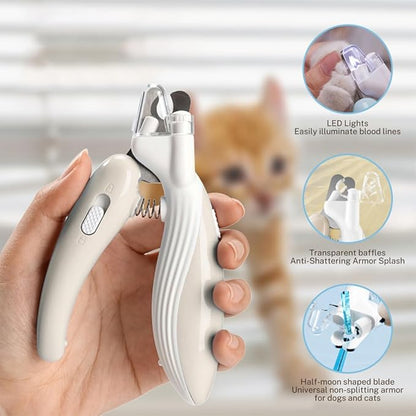 Cat Nail Clippers, Whale Shape Precision Trimming Tool, Ergonomic Non-Slip Handle, Safety Guard, Compact &amp; Easy to Clean (Coffee)