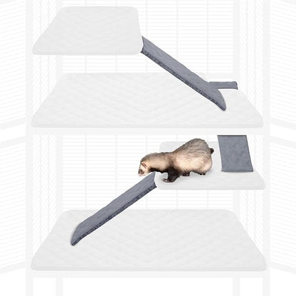 Paw Inspired Fleece Liners for Ferret Nation, Critter Nation Cage Ramp for Ferrets, Rats, Chinchillas, Hedgehogs &amp; Other Small Animals (Gray, Ramp Cover - 3 Pack)