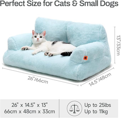 MEWOOFUN Cat Bed for Indoor Cats, Washable Dog Beds for Small Dogs &amp; Cats, Fluffy Cat Couch with Non-Slip Bottom (Blue, 26.0" L x 19.0" W x 13.0" Th)
