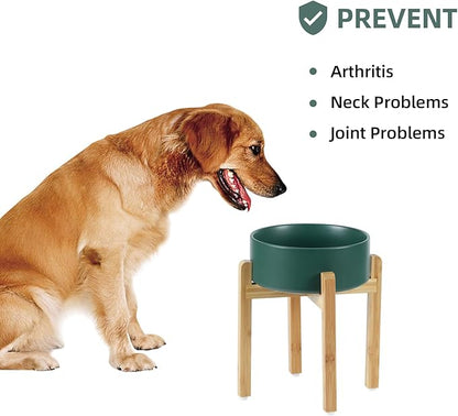 Ceramic Raised Dog Bowl Set, Elevated Dog Bowl with Stand, Food and Water Bowl for Large Breed Dogs, Weighted Dog Dishes, Pet Bowl(8.2&