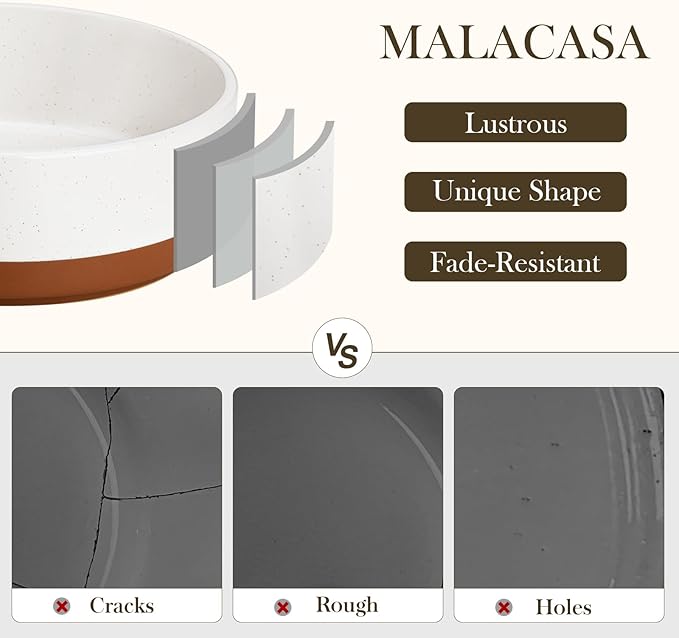 MALACASA Dog Bowls, Ceramic Dog Food and Water Bowls for Small Size Dogs, 1.5 Cups Capacity Pet Bowl for Puppy &amp; Cats (S-1.5 Cups)
