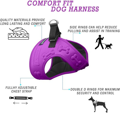 Comfort Fit Dog Harness No Pull with Adjustable Buckles Soft Padded Reflective Choke Step-in Pet Vest with Easy Control Handle for Small Medium Large Dogs &amp; Puppies for Walking Running Training