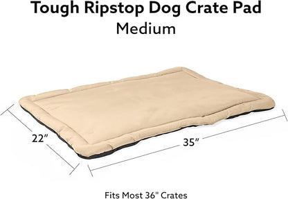 K9 Ballistics Tough Ripstop Dog Crate Pad - Durable &amp; Machine Washable with Non-Skid Bottom and 120-Day Warranty, Fits 36" Wire Crates - Medium, Sandstone